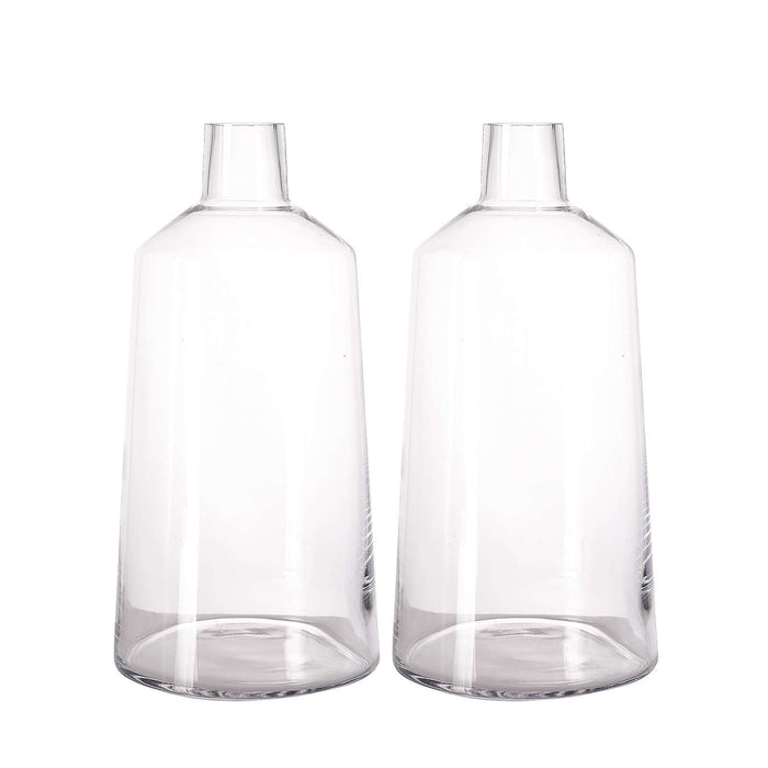 Clear glass vases set of two, modern design