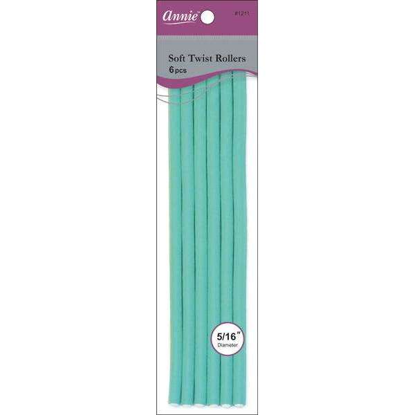 Annie Soft Twist Hair Rollers 5/16 Inch, 6 Count, Green