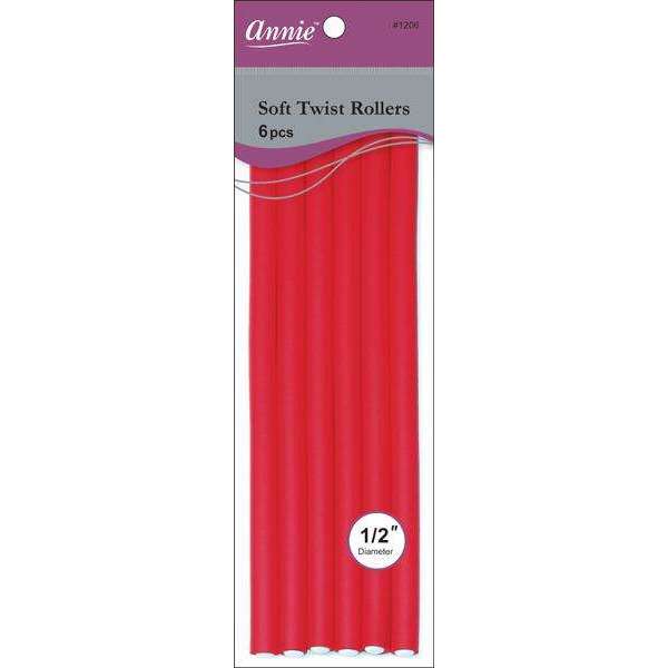 Annie Soft Twist Hair Rollers Extra-Long 1/2 Inch, 6 Count, Red