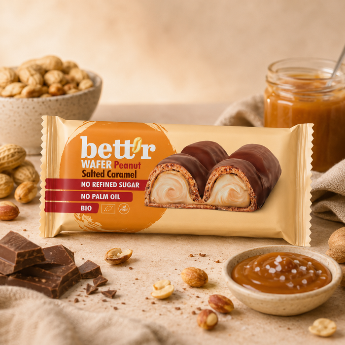 Bett'r - Vaffel med Peanut m/Saltet Karamel - Økologisk vaffelbar