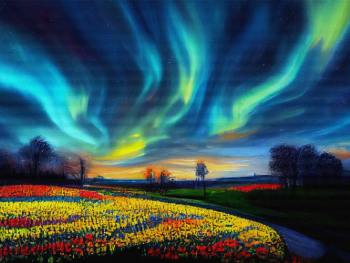 Breathtaking Spring Landscape Northern Lights