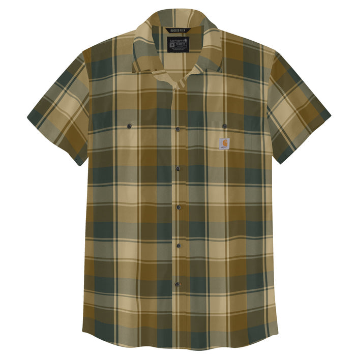 Carhartt Men's Rugged Flex Relaxed Fit Button-Down Short Sleeve Work Shirt Work Shirts Carhartt Forestry Green 2XL Reg