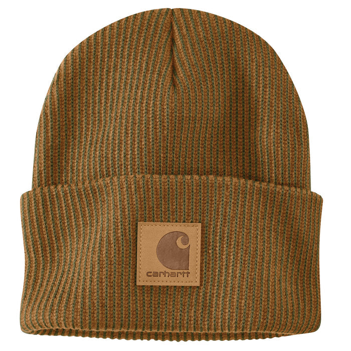 Carhartt Plaited Knit Cuffed Logo Beanie Hats & Caps Carhartt Carhartt Brown/Dark Bronzed Green OS
