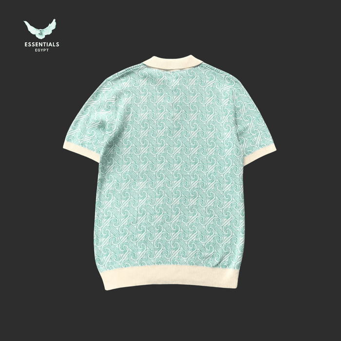 Casablanca Polo Shirt – Mint Monogram Knit - ESSENTIALS EGYPT