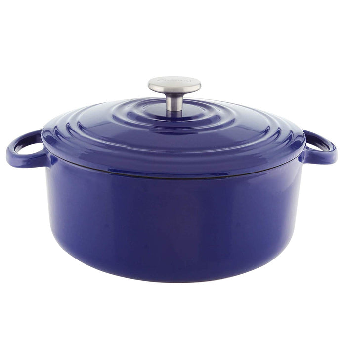 Chantal Round Cast Iron 5-Quart Casserole - Cobalt Blue
