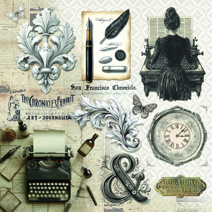 Ciao Bella - 12X12 Paper Pad - 12Pk - Typographic. Includes 12 Sheets. Available at Embellish Away located in Bowmanville Ontario Canada.