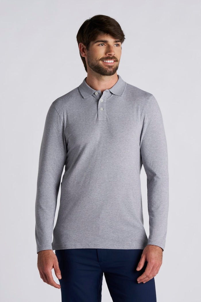 Coppitt | Men's Long Sleeve Weekend Polo | Grey Heather