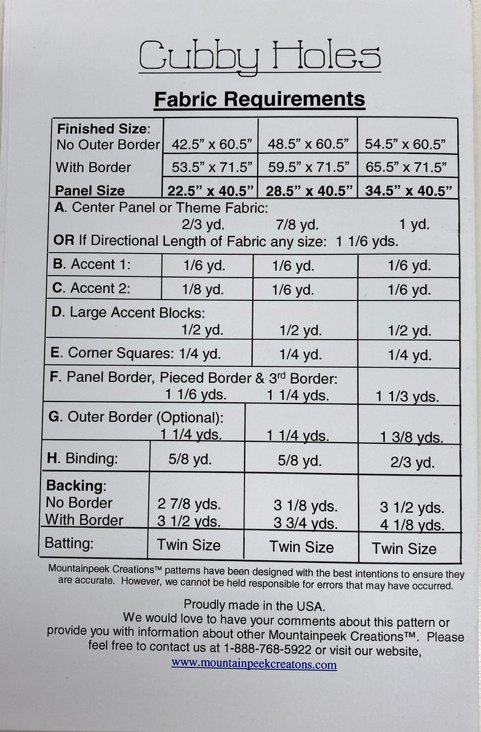 Cubby Holes Quilt Pattern