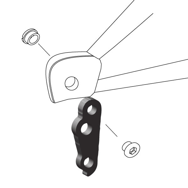 Hanger #256 attaches to the frame's rear dropout from the outside, or derailleur side using one M8 chainbolt.