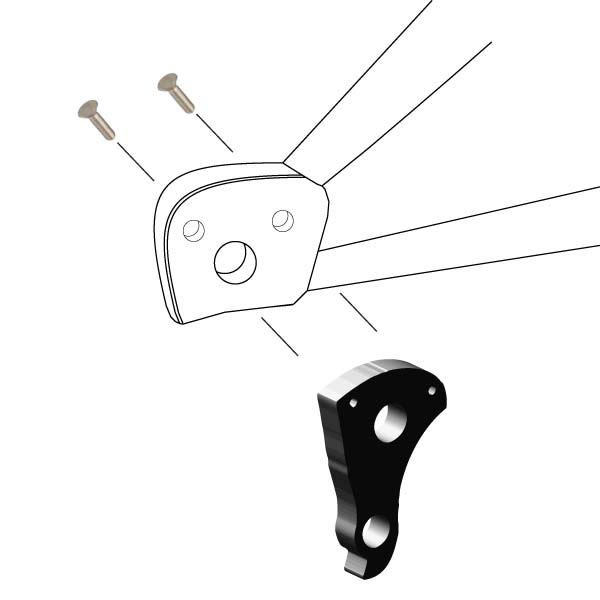 Hanger #277 attaches to the frame's rear dropout from the inside using two M3x8 screws.