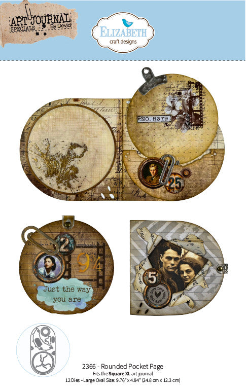 Elizabeth Craft - Die - Rounded Pocket Page. Includes 12 Dies. Available at Embellish Away located in Bowmanville Ontario Canada.