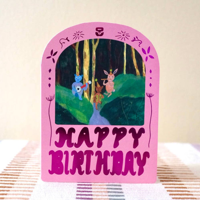 Forest B-Day Die Cut Card