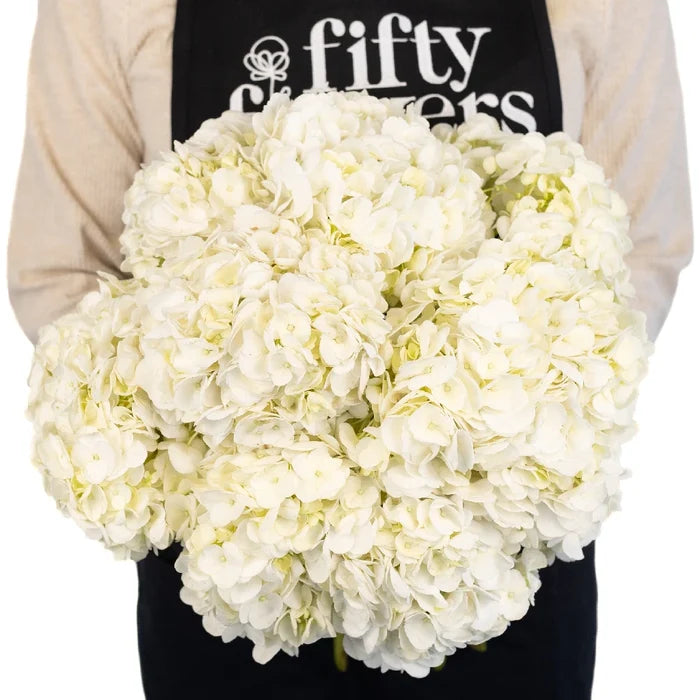 Hydrangea Ivory White Flower Apron - Image