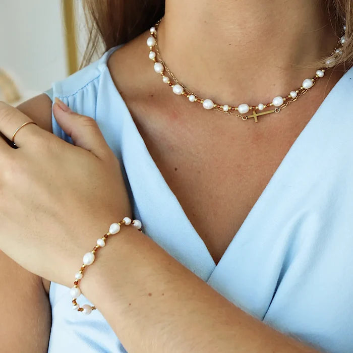 Jackie Pearl Brown Bead Necklace