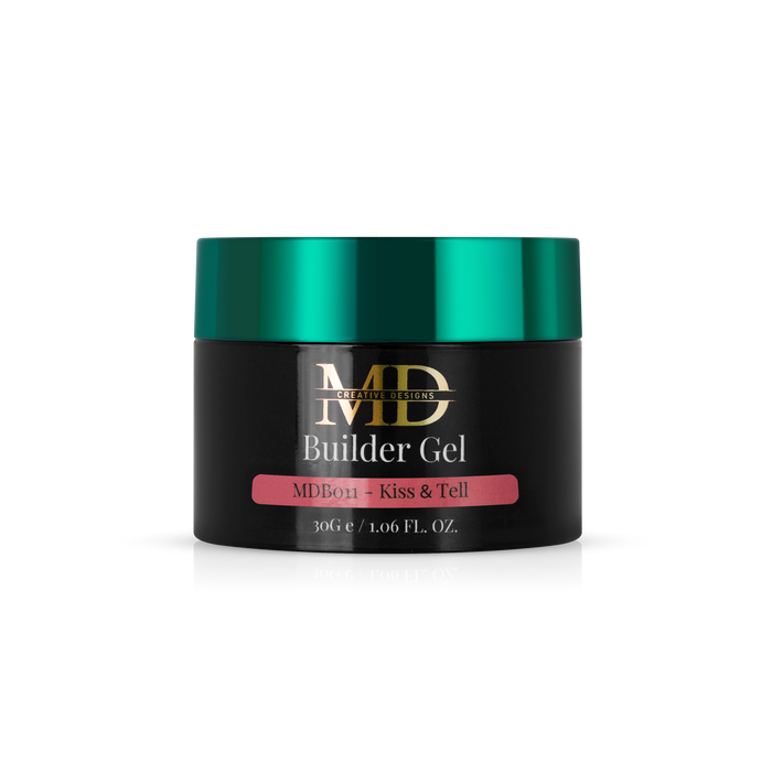Jar of MD Builder Gel with green lid on a white background