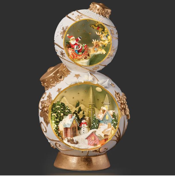 Lit Stacked Ornament Town/Santa