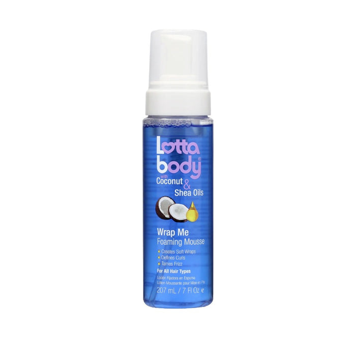 LOTTABODY coconut shea foaming mousse bottle for wrap me styling softens frizz and defines curls
