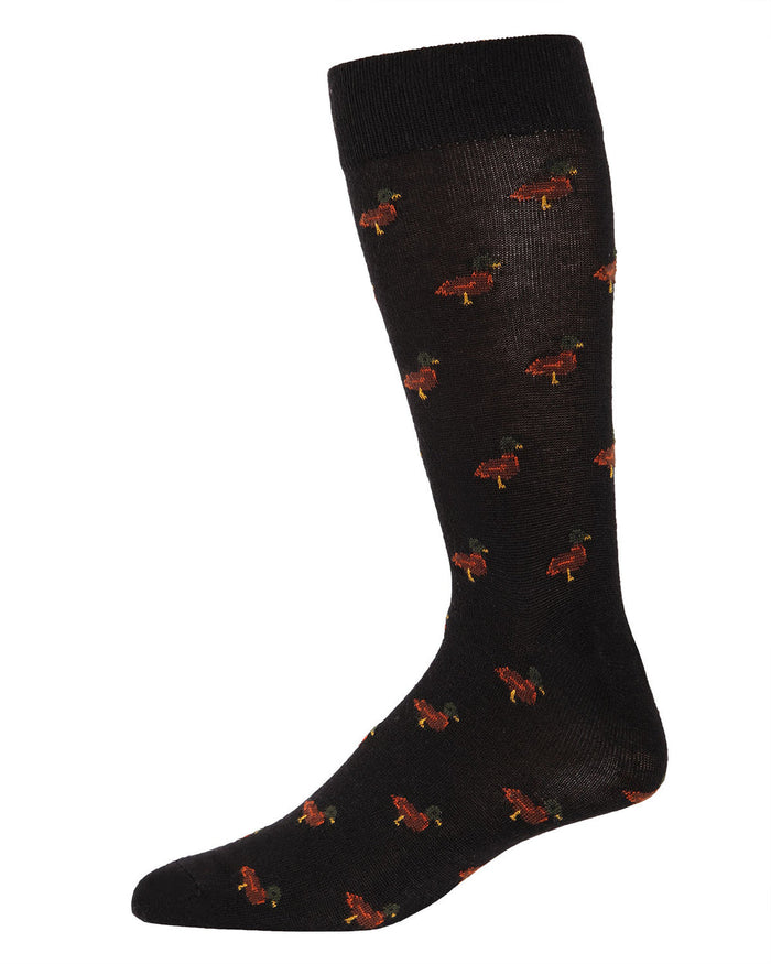 MENS CASHMERE SOCKS - DUCKS, BLACK