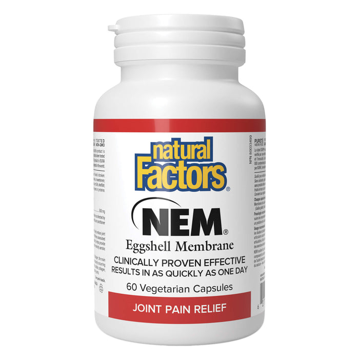 Bottle of Natural Factors NEM Eggshell Membrane 60 Capsules