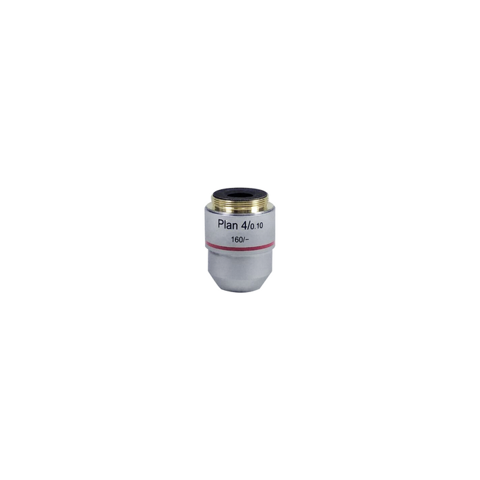 Objective Working Distance 28.9mm 4X Plan Achromatic Objective, SKU BM02513231, three quarter front view