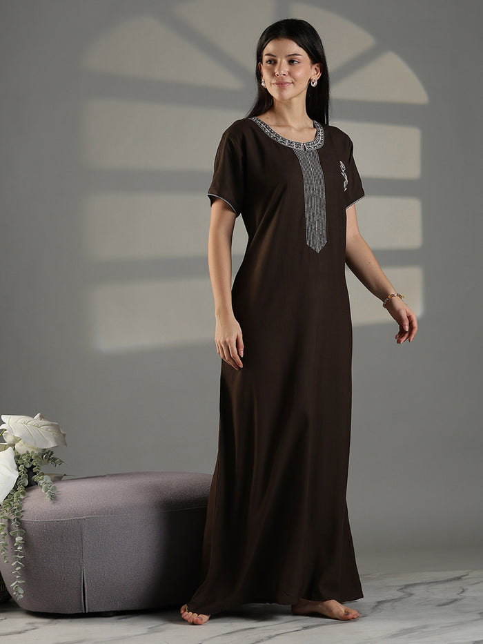Olive green cotton blend soft summer nightwear for women