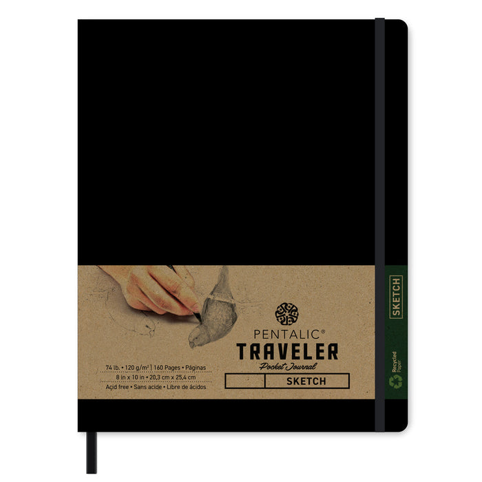 Pentalic - Traveler Sketch Pocket Journal - 8 x 10 - Black. 160 pages of acid free. At Embellish Away in Bowmanville Ontario Canada.