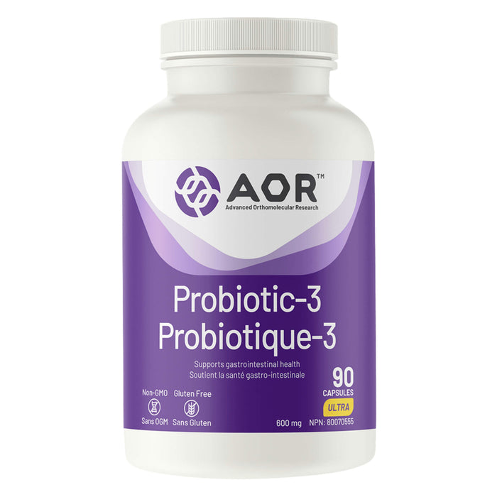 Bottle of AOR Probiotic-3 90 Capsules