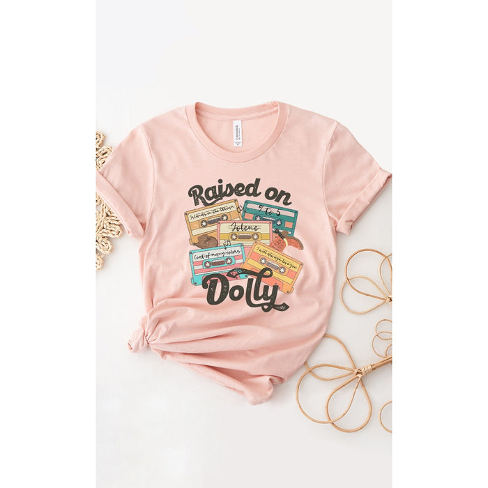 Raised On Dolly Cassette Country Music Western Graphic Tee