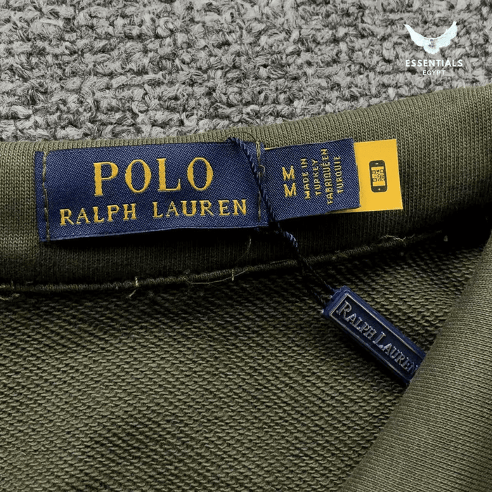 Ralph Lauren Polo Collar Sweatshirt – Olive & Beige - ESSENTIALS EGYPT