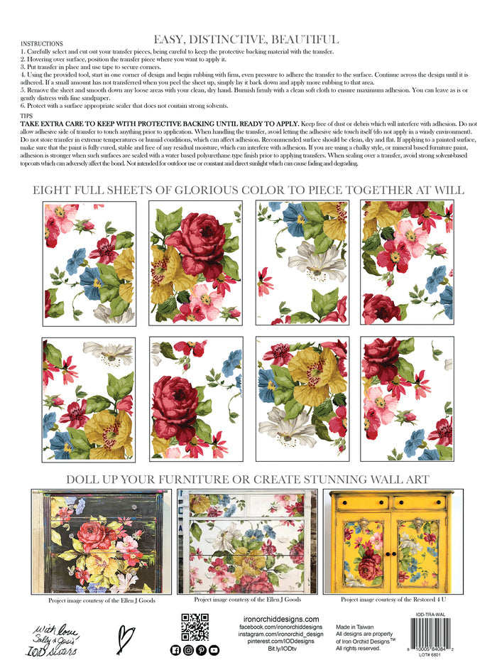 RETIRED Wall Flower Decor IOD Transfer 12×16