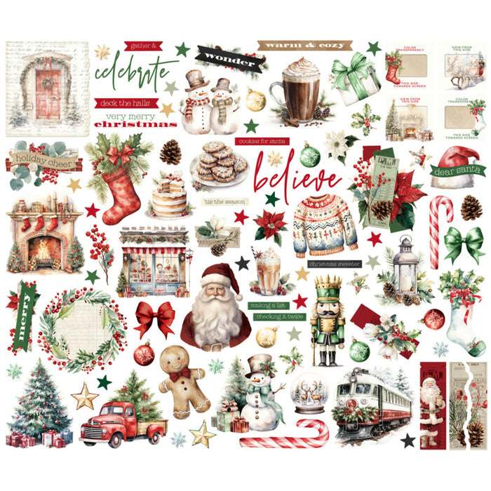 Simple Stories - Bits & Pieces - Simple Vintage Old-Fashioned Christmas. 92 Die Cut Pieces. Available at Embellish Away in Bowmanville Ontario Canada.