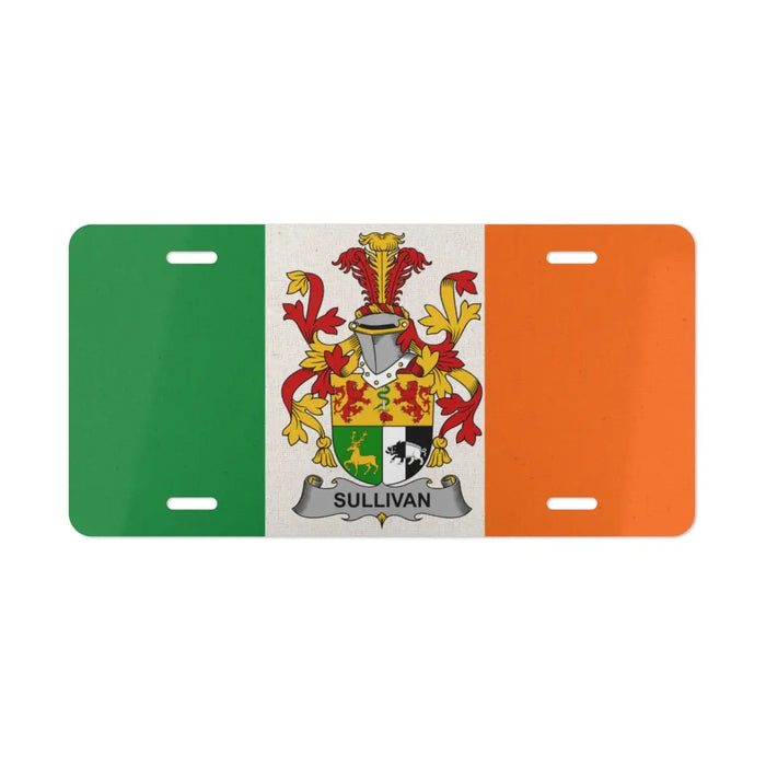 Sullivan Irish Family Crest novelty license plate with Irish tricolor