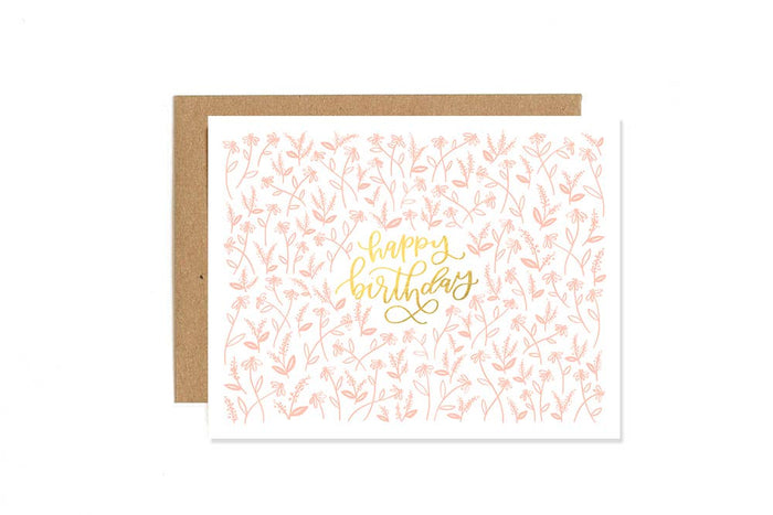 Tiny Floral Birthday Letterpress Greeting Card