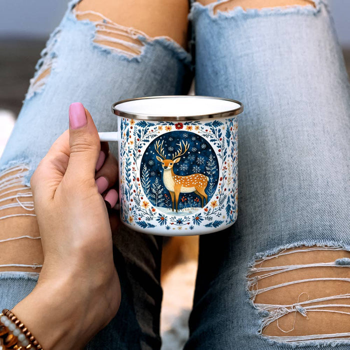 Winter Woodland Deer Campfire 16oz Mug