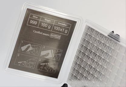 100 Gram Silver Bar - Valcambi Silver CombiBar 100 x 1 gram Sealed w/ Assay Card