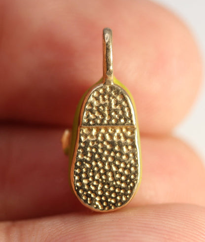 10k Yellow Gold Green Enamel Baby Shoe Pendant Charm