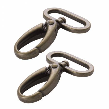 1.5" Swivel Snap Hooks - Antique Brass - Set of 2
