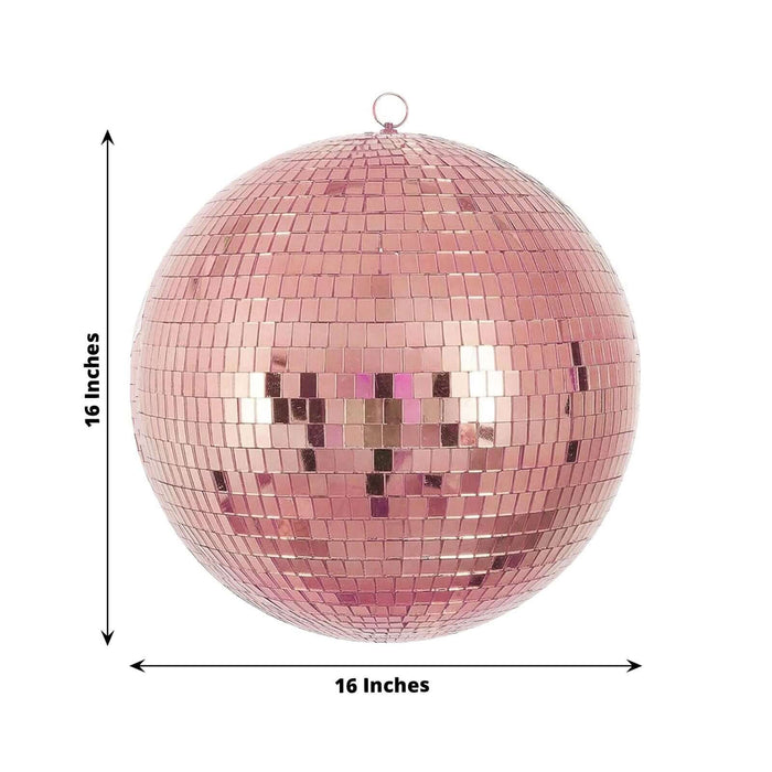 16-inch pink disco ball with reflective tiles
