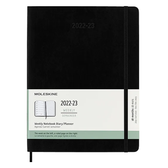 18 MONTH WEEKLY PLANNER: X-LARGE SOFTCOVER, BLACK