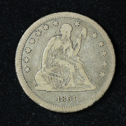 1861 Seated Liberty Silver Quarter Philadelphia