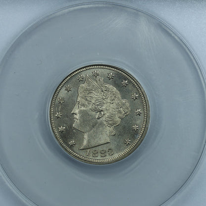 1883 Liberty Head V Nickel 5c NO CENTS - ANACS MS64