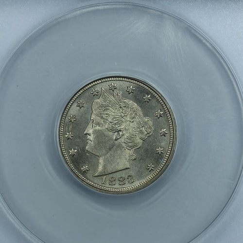 1883 Liberty Head V Nickel 5c NO CENTS - ANACS MS64