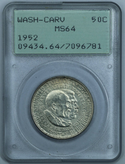 1952 Washington Carver Half Dollar 50c Commemorative - PCGS MS64 Rattler