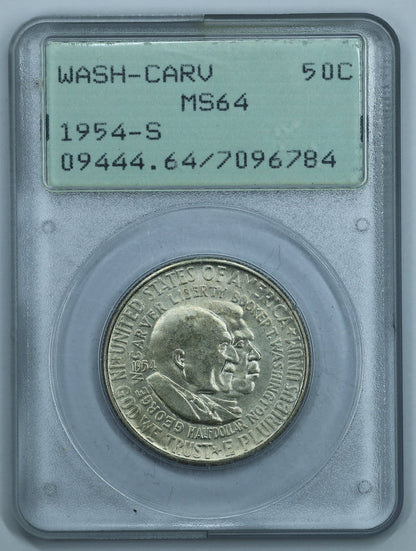 1954 S (San Francisco) Washington Carver Half Dollar 50c Commem. - PCGS MS64 Rattler