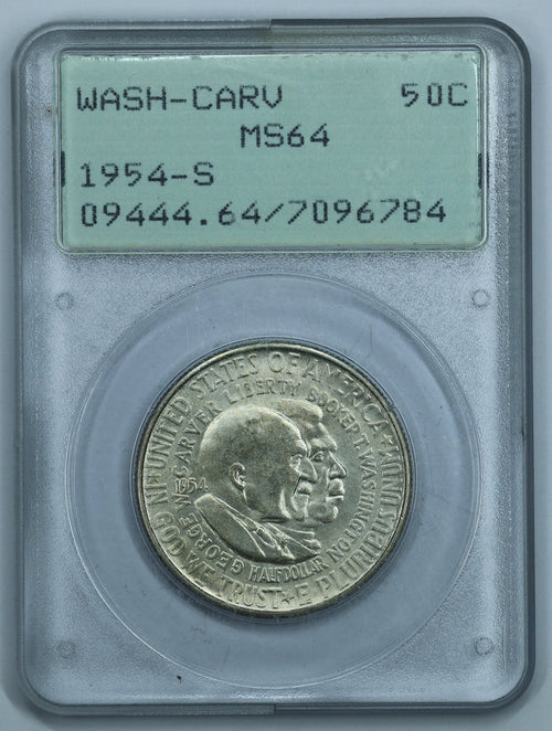 1954 S (San Francisco) Washington Carver Half Dollar 50c Commem. - PCGS MS64 Rattler