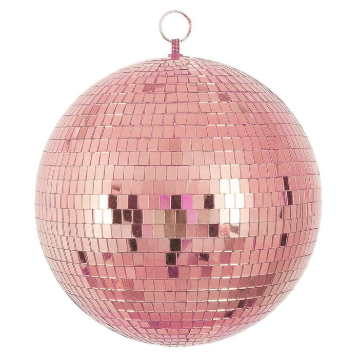 Pink disco ball with mirrored tiles for party decor #whtbkgd