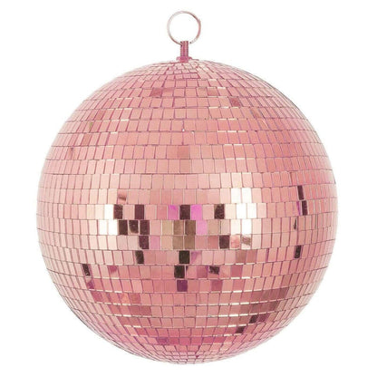 Pink disco ball with mirrored tiles for party decor #whtbkgd