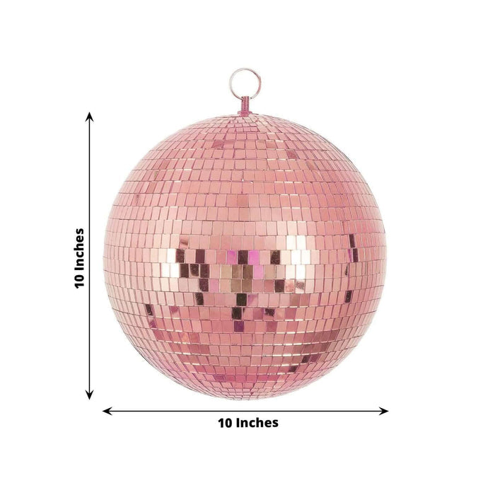 10-inch pink disco ball with reflective tiles for party decor