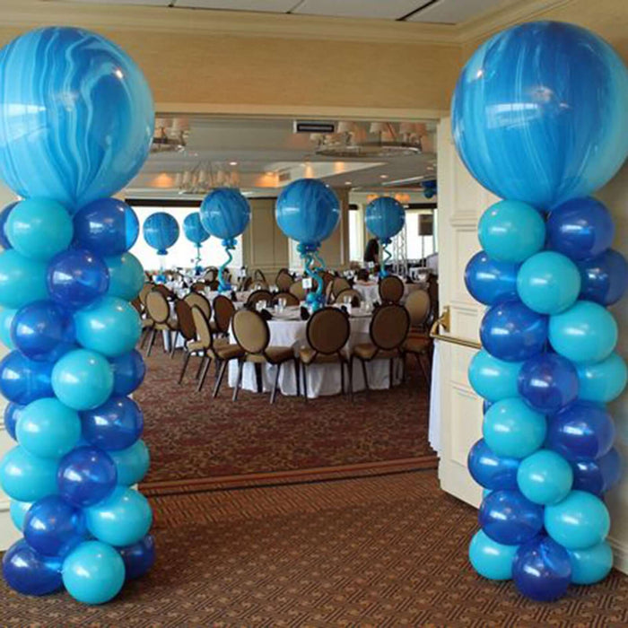 Blue balloon arch decoration for a festive event or celebration. #whtbkgd