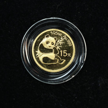 2007 1/25 oz .999 Fine Gold Panda Gold Coin 25th Anniversary Face of 1982 w/ Capsule